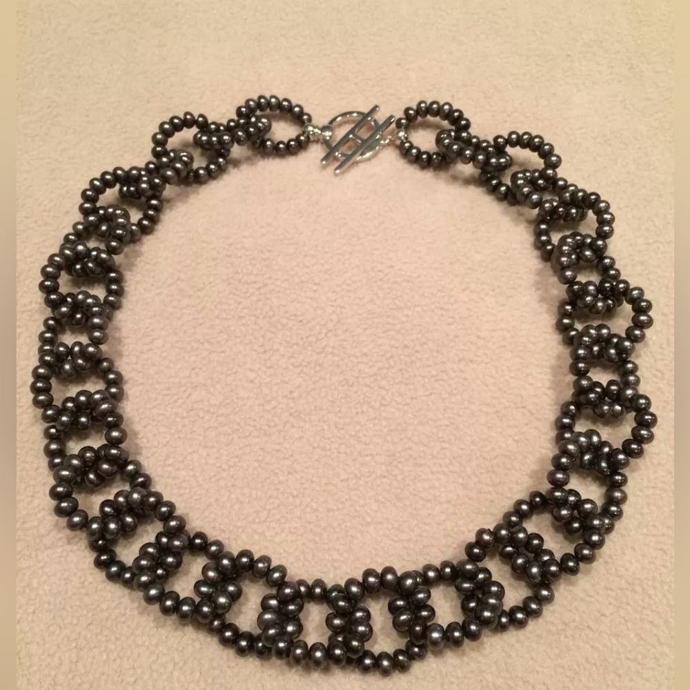 New HONORA 18” Frosted Mocha Freshwater Pearl Necklace w/Sterling Silver H Clasp